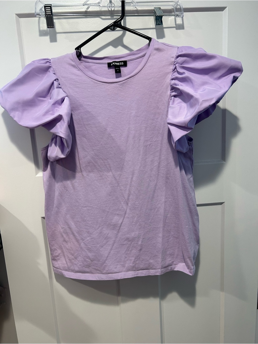 Express Lilac Puff Sleeve Crew Neck Tee